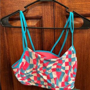 Vibrant Pink and Blue Women's Swim Top